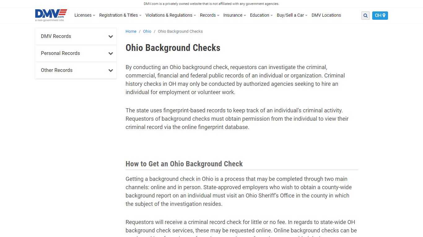 Ohio Background Checks | DMV.com